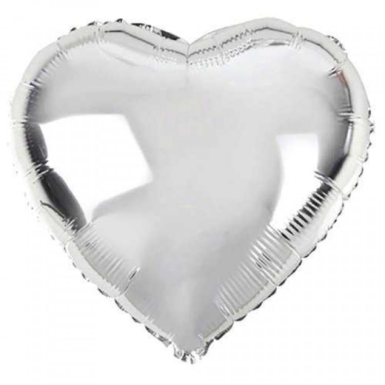 Heart-Shaped Foil Balloon 5 Pieces 45 cm Silver Color