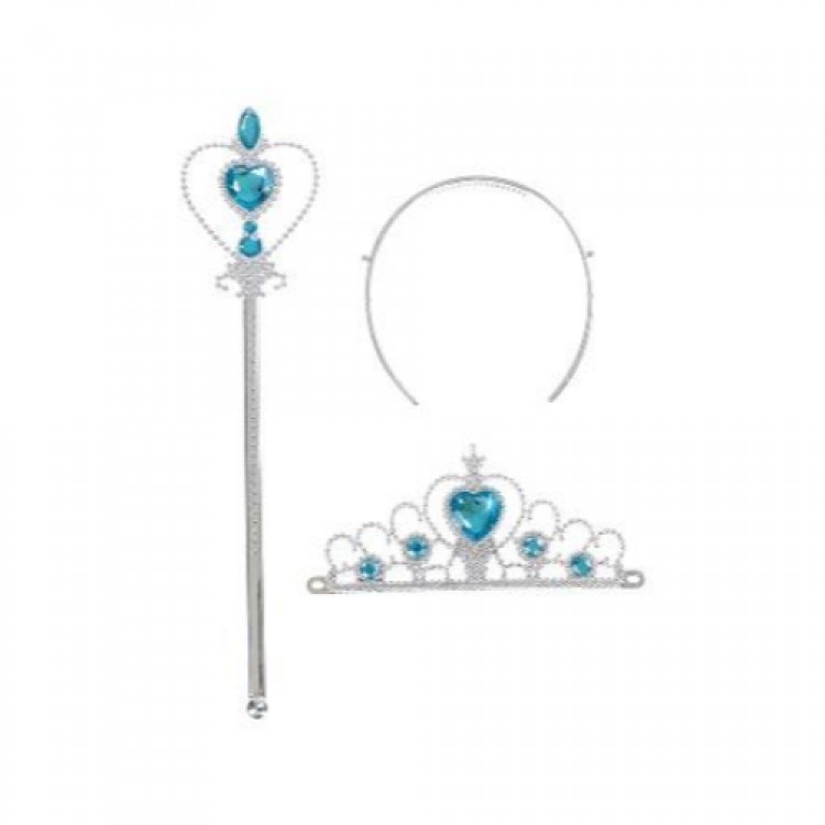 Frozen Elsa Blue Heart Crown and Blue Wand Set for Kids Frozen Elsa Blue Heart Crown and Blue Wand Set for Kids