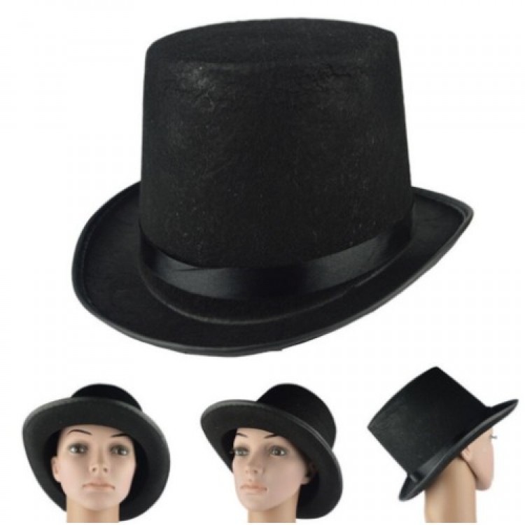 Adult Size Black Color Felt Wizard Fedora Hat Adult Size Black Color Felt Wizard Fedora Hat