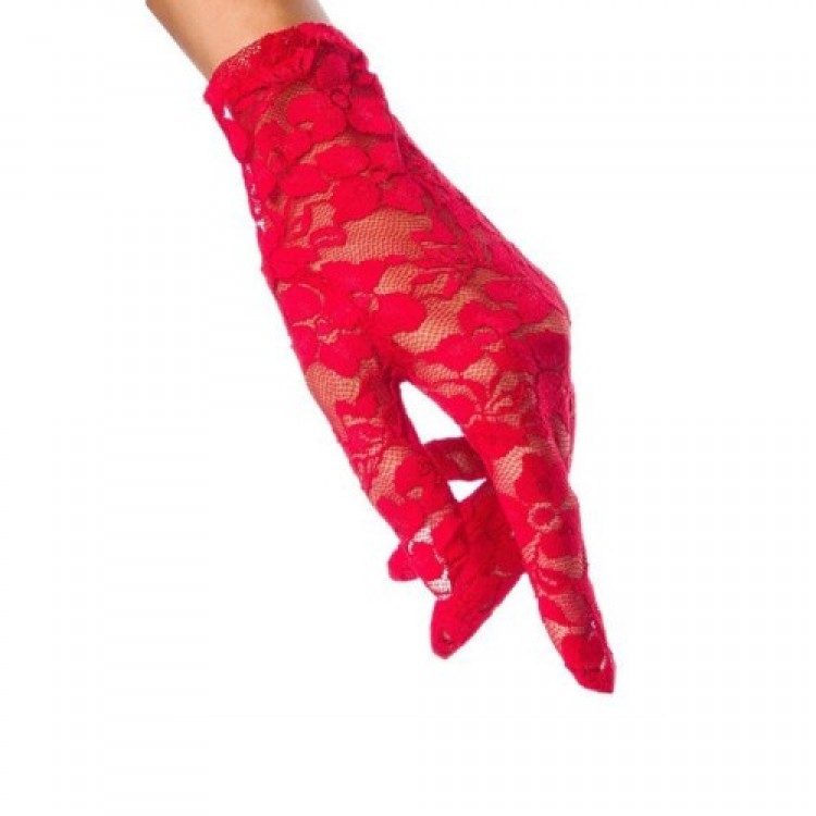 Red Lace Evening Gloves