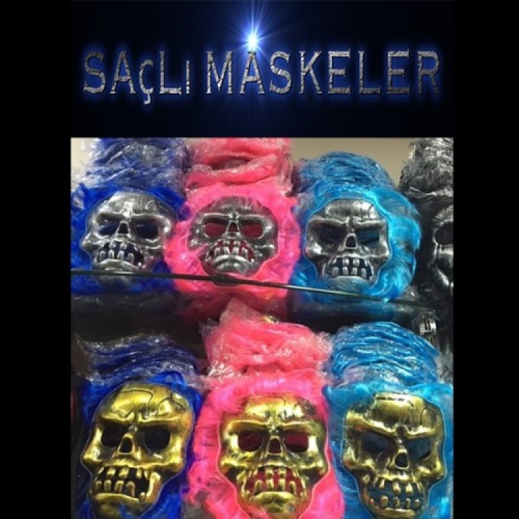 Skeleton Face Masks with Hair