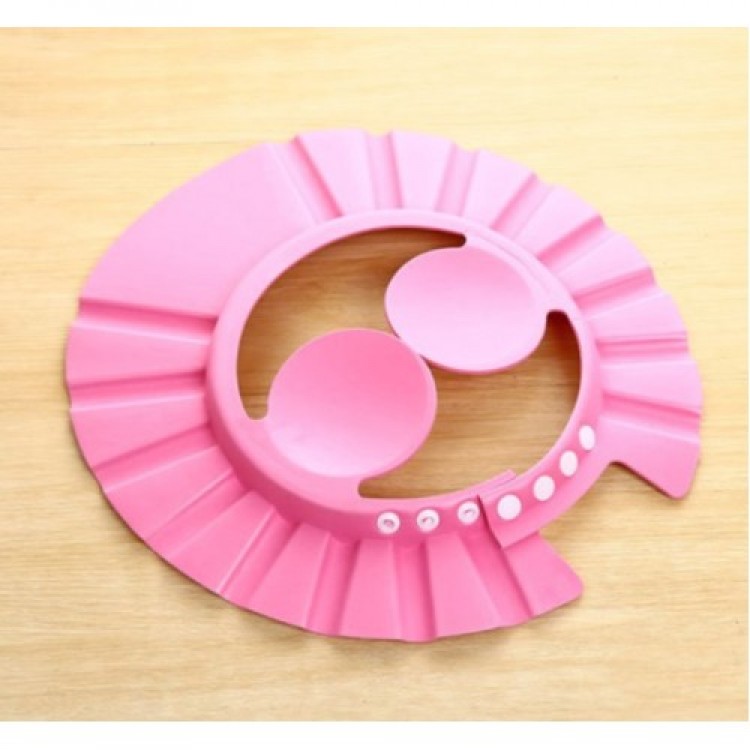 Baby Bath Hat with Buttons and Earflaps, Pink