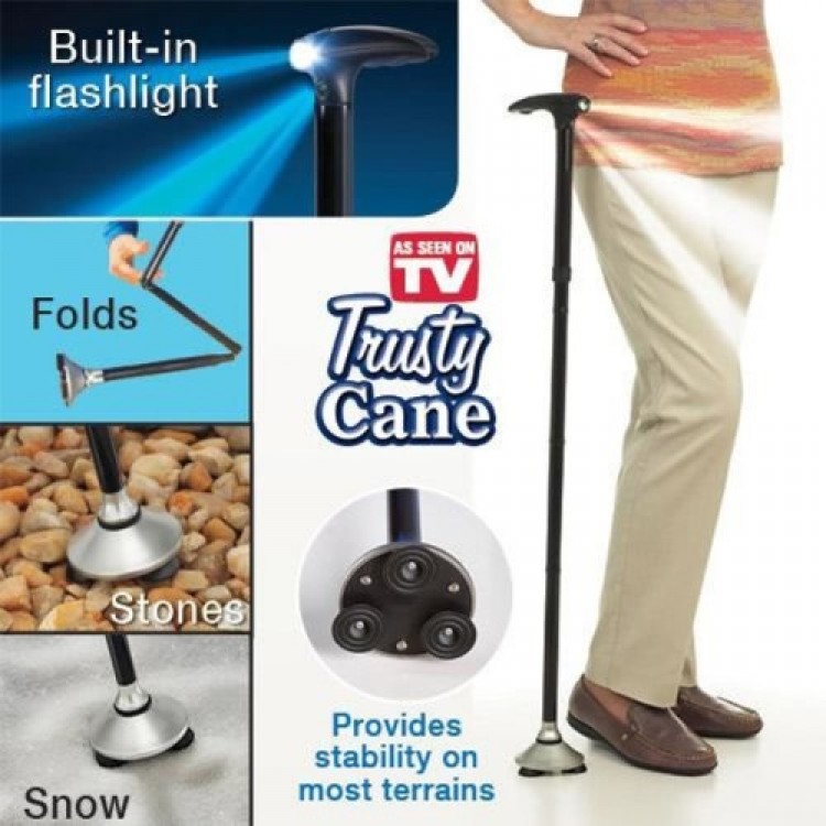 Trusty Cane Reliable Foldable Lighted Walking Stick