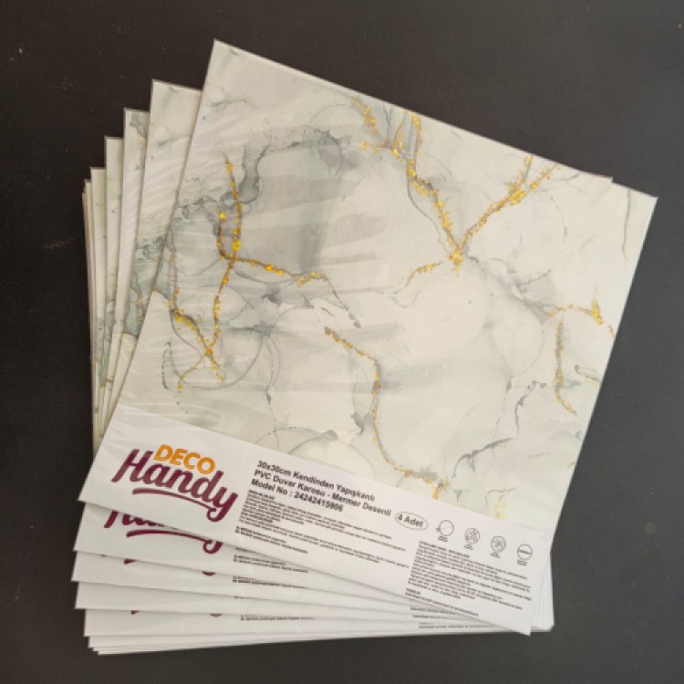 DecoHandy PVC Floor Tile 30x30cm 4-Pack - Marble Pattern White 0.36m² DecoHandy PVC Floor Tile 30x30cm 4-Pack - Marble Pattern White 0.36m²