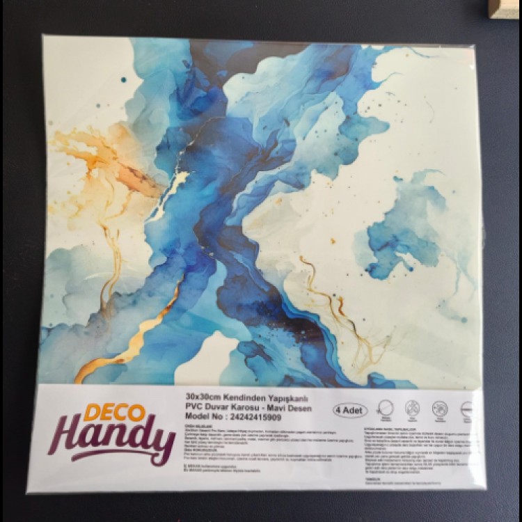 Decohandy 30x30 cm PVC Wall Tile 4-Pack - Blue Pattern Decohandy 30x30 cm PVC Wall Tile 4-Pack - Blue Pattern