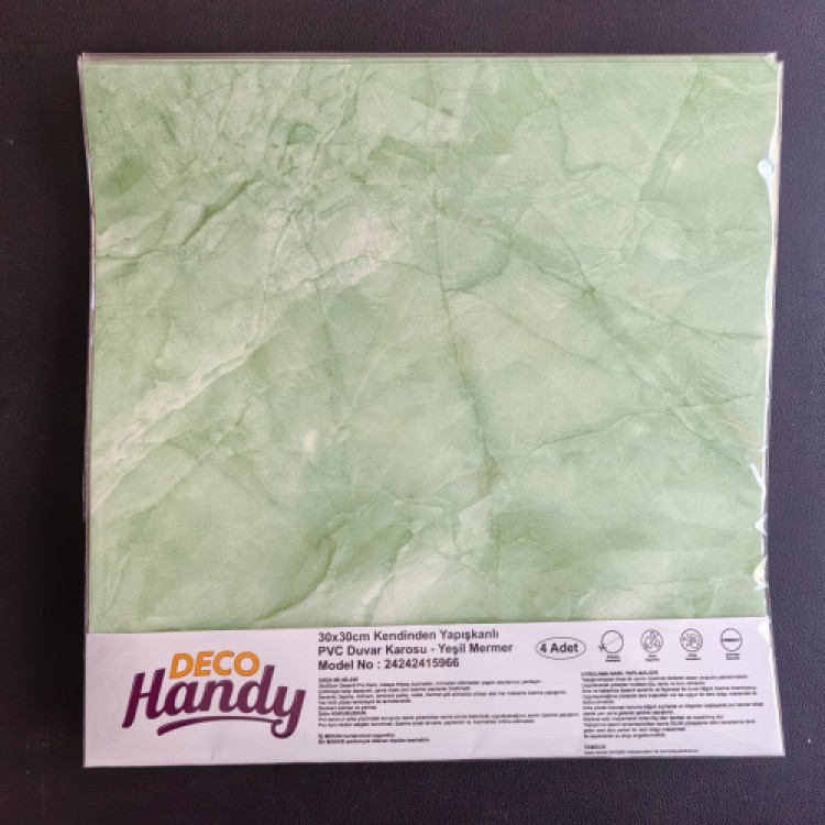 Decohandy 30x30 cm PVC Wall Tile 4-Pack - Green Marble Decohandy 30x30 cm PVC Wall Tile 4-Pack - Green Marble