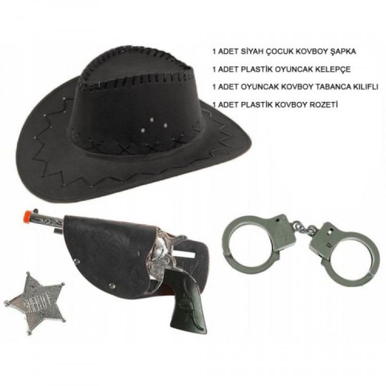 Black Cowboy Set for Kids, 4 Pieces