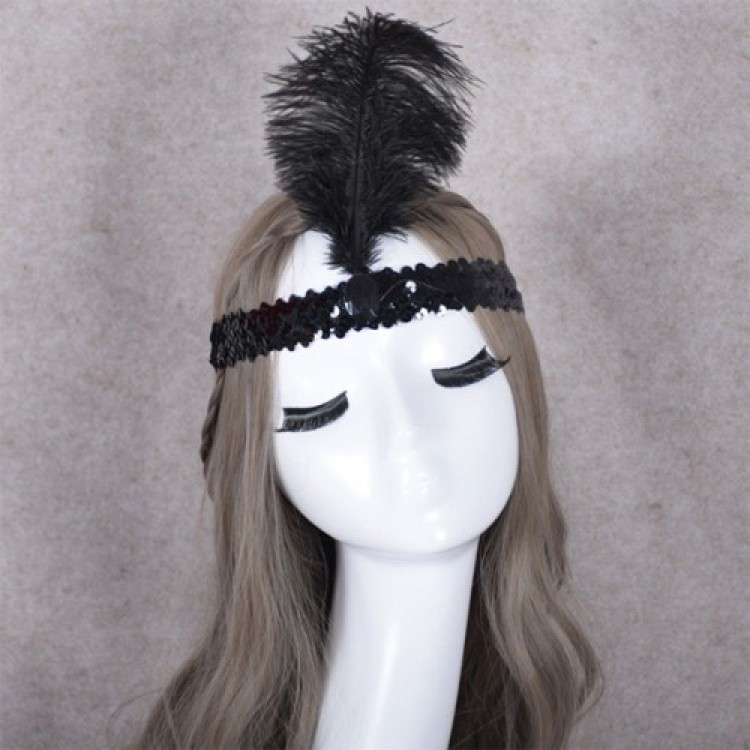 New Year's Feather Hairband Black Color