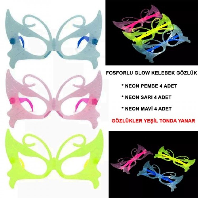 Phosphorescent Neon Party Glasses Set of 12 Phosphorescent Neon Party Glasses Set of 12