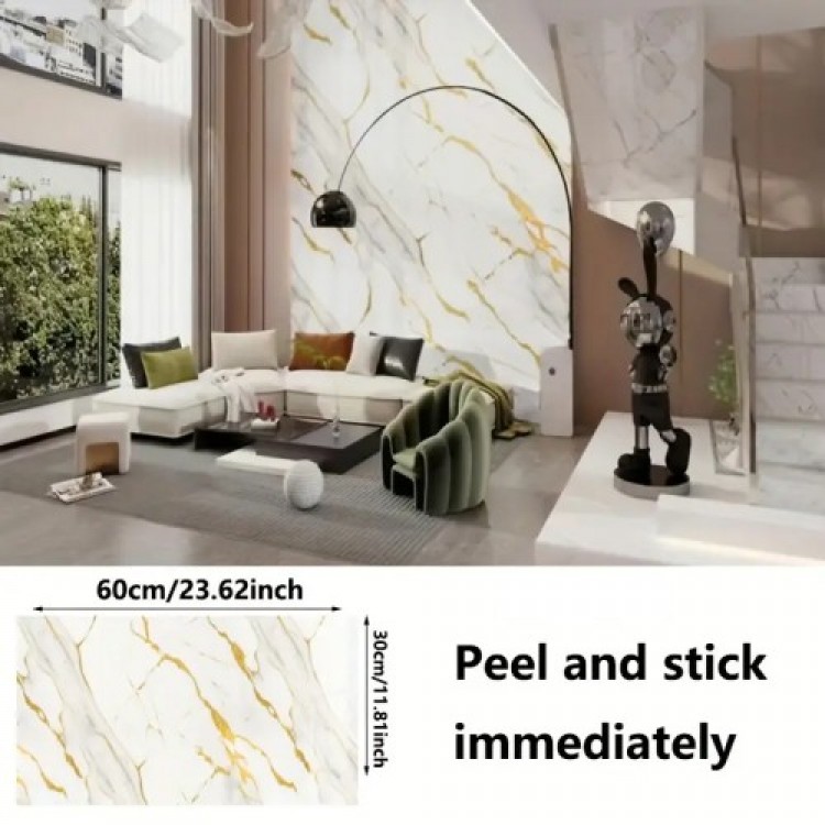 Vinyl White Marble Patterned Aluminum Plastic Wall Sticker