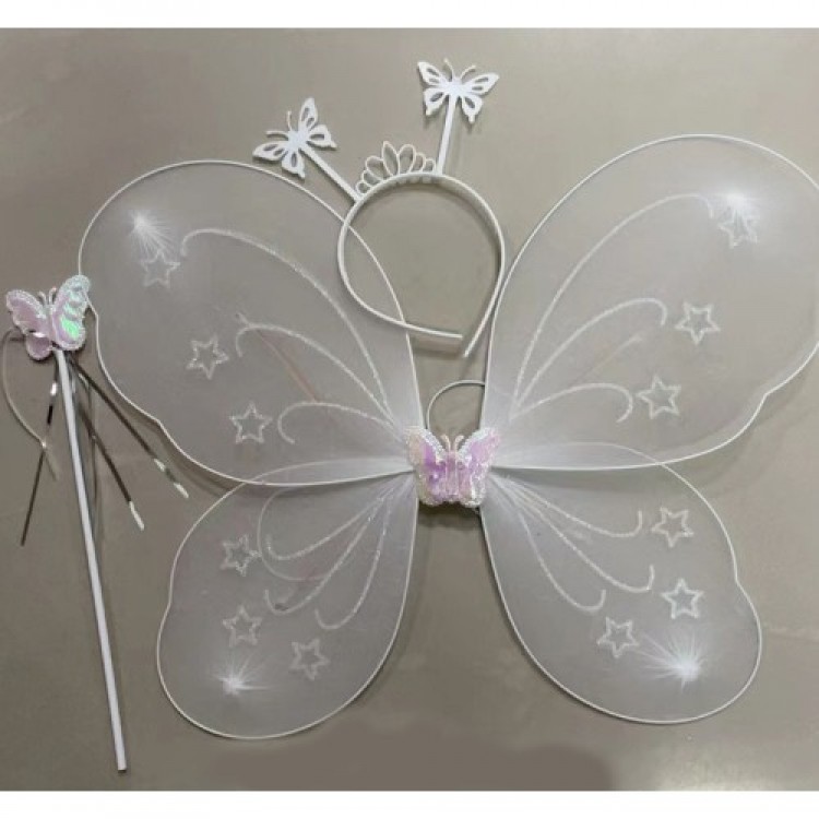 White Butterfly Wing Crown and Wand