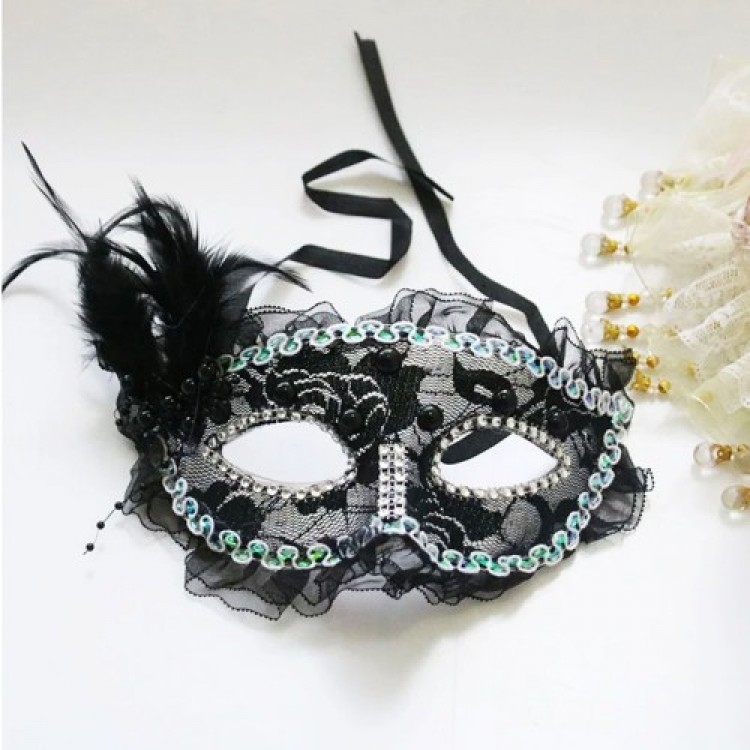 Pearl Embroidered Stoned Lace Party Mask Pearl Embroidered Stoned Lace Party Mask
