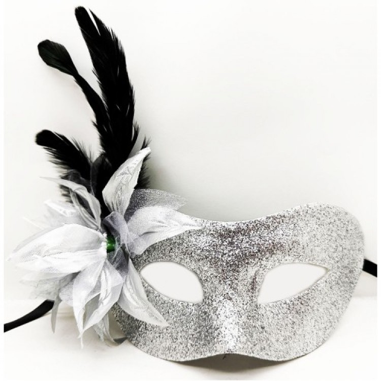 Metallic-Look Shiny Feathered Party Mask Metallic-Look Shiny Feathered Party Mask