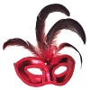 Patent Leather Red Feather Party Mask