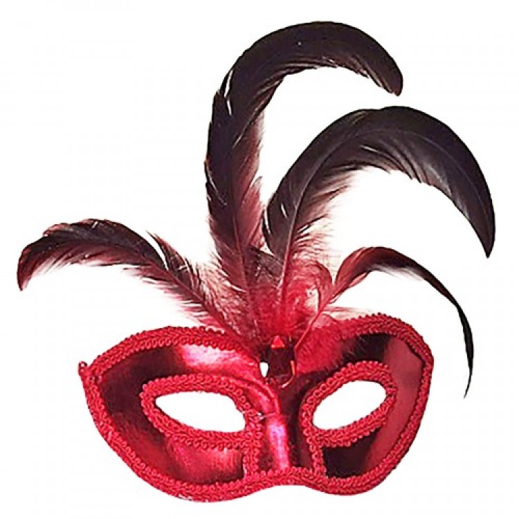 Patent Leather Red Feather Party Mask Patent Leather Red Feather Party Mask