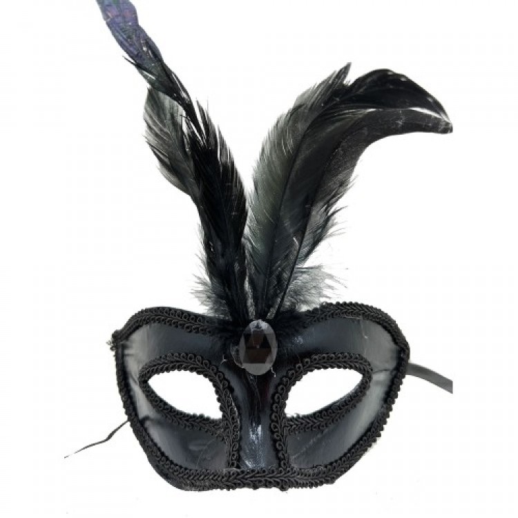 Patent Leather Red Feather Party Mask