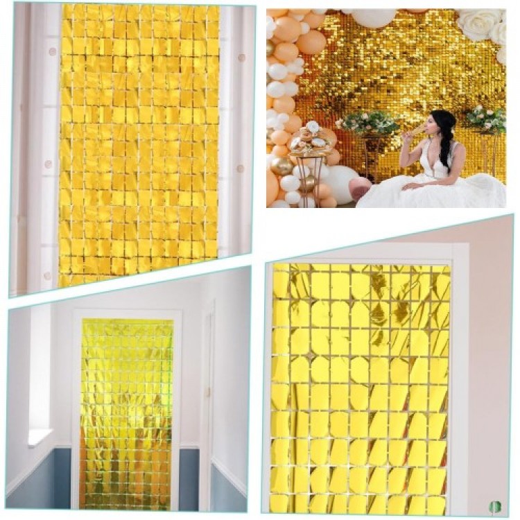 Gold Color Disco Rectangular Cut Door Curtain