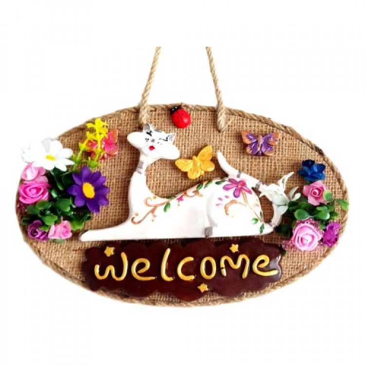 Welcome Handmade Cat Door Decoration