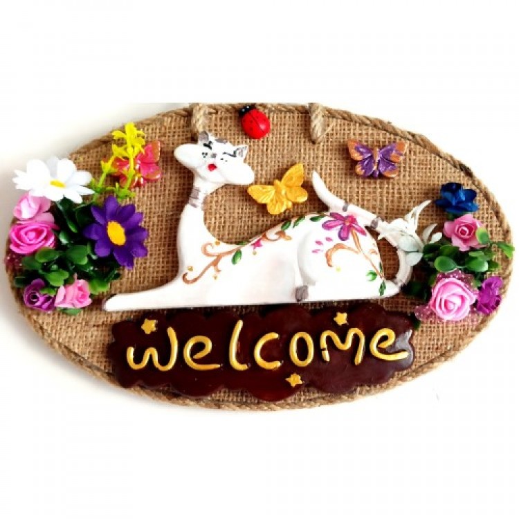 Welcome Handmade Cat Door Decoration
