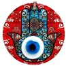 Fatma Ana's Hand of Prosperity Patterned Evil Eye Beaded Red Wall Decoration
