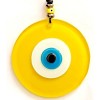 Design Marvel Leather-Stringed Nazar Bead Yellow Glass Wall Decoration