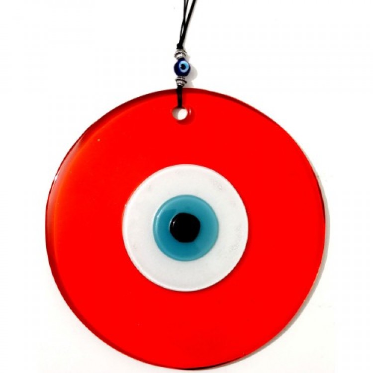 Handmade Orange Wall Decoration with Evil Eye Beads, 16 Centimeters, Gift Item