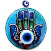 Fusion Glass Fatma Ana Blessing Hand Patterned Evil Eye Beaded Wall Decoration Handmade Decorative Evil Eye