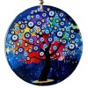 Evil Eye Bead Patterned Tree of Life Fused Glass Wall Decoration
