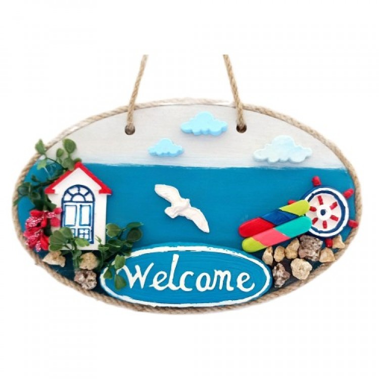 Handmade Door Decoration with "Welcome" Written on it