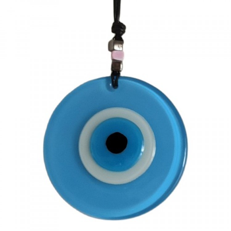 Nazar Bead Leather String Baby Blue Glass Wall Decoration Nazar Bead Leather String Baby Blue Glass Wall Decoration