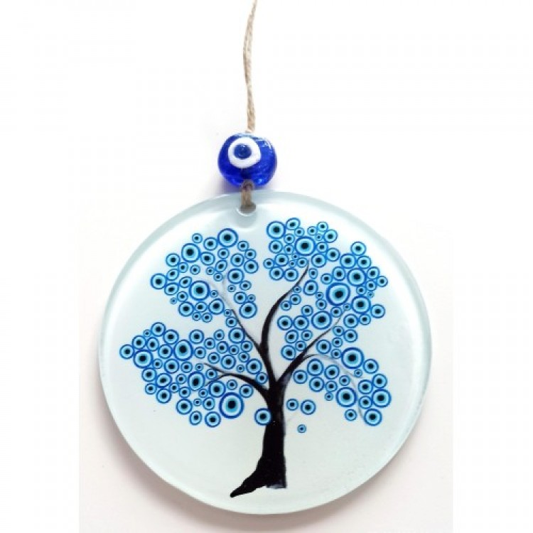 Evil Eye Tree Fused Glass Evil Eye Beaded Wall Decoration Evil Eye Tree Fused Glass Evil Eye Beaded Wall Decoration