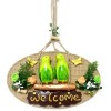 Handmade Door Decoration with Green Bird Welcome Sign