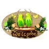 Handmade Door Decoration with Green Bird Welcome Sign