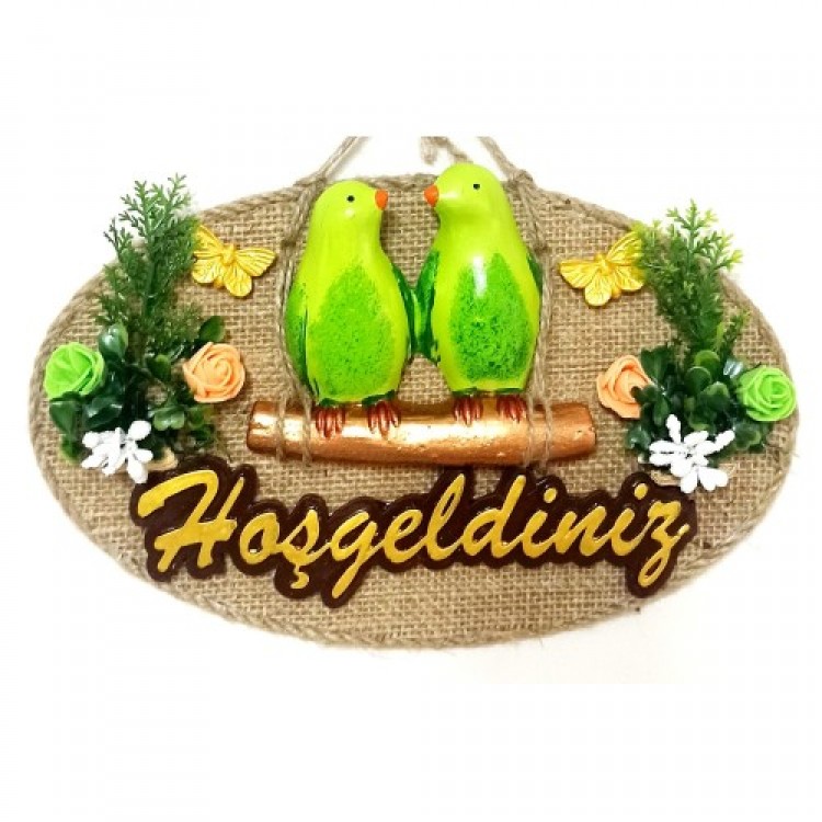 Green Bird Welcome Door Decoration