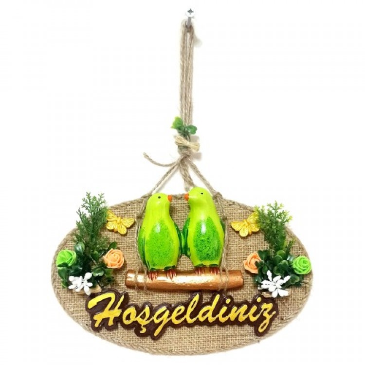 Green Bird Welcome Door Decoration