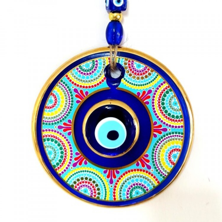 Gilded Double Stone Evil Eye Beaded Colorful Wall Decoration Gilded Double Stone Evil Eye Beaded Colorful Wall Decoration