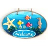 Handmade Door Decoration with Fish, Sea Horse, and Starfish Motifs and "Welcome" Written on It