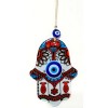 Red Fish Nazar Beaded Fatma Ana Blessing Hand Fused Glass Wall Decoration