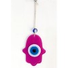 Fuchsia-Colored Nazar Bead Fatma Ana Blessing Hand Glass Wall Decoration