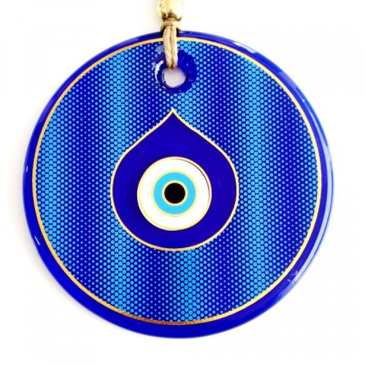 Gold-Plated Teardrop-Shaped Glass Evil Eye Wall Decoration