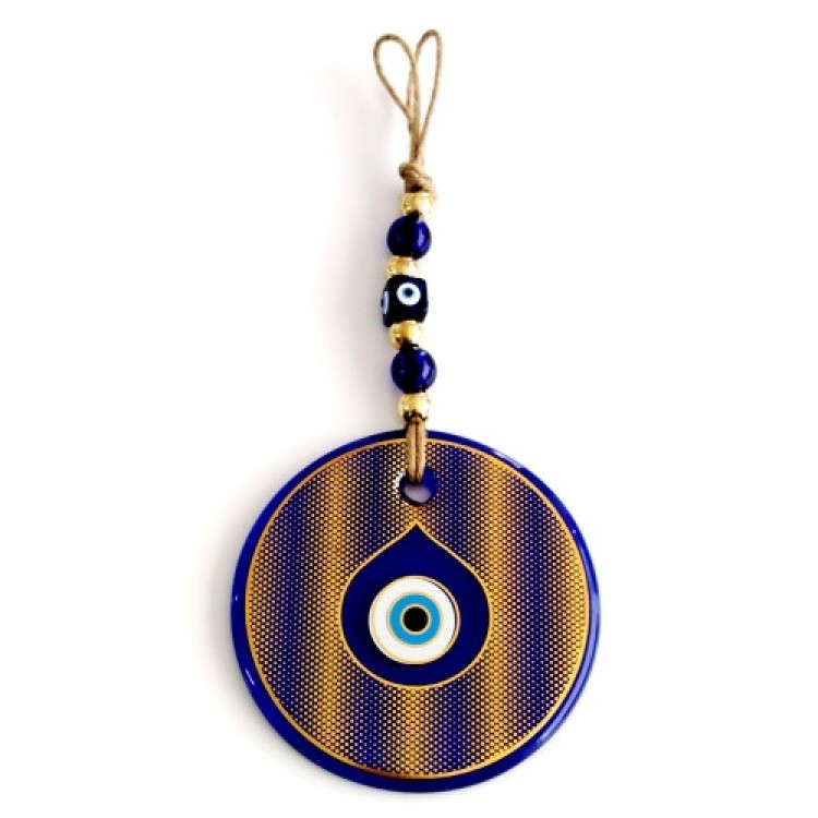 Gold-Toned Gilded Teardrop Eye Patterned Glass Wall Decoration