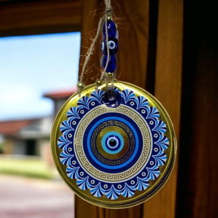 Gold Leaf Nazar Bead Wall Decoration Glass Wall Decoration