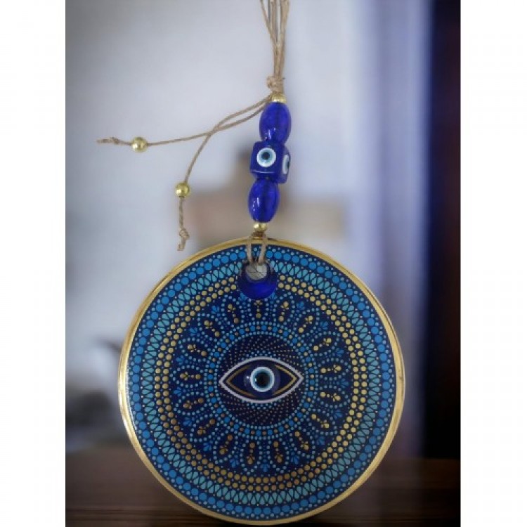 Gilded Polka Dot Evil Eye Bead Wall Decoration
