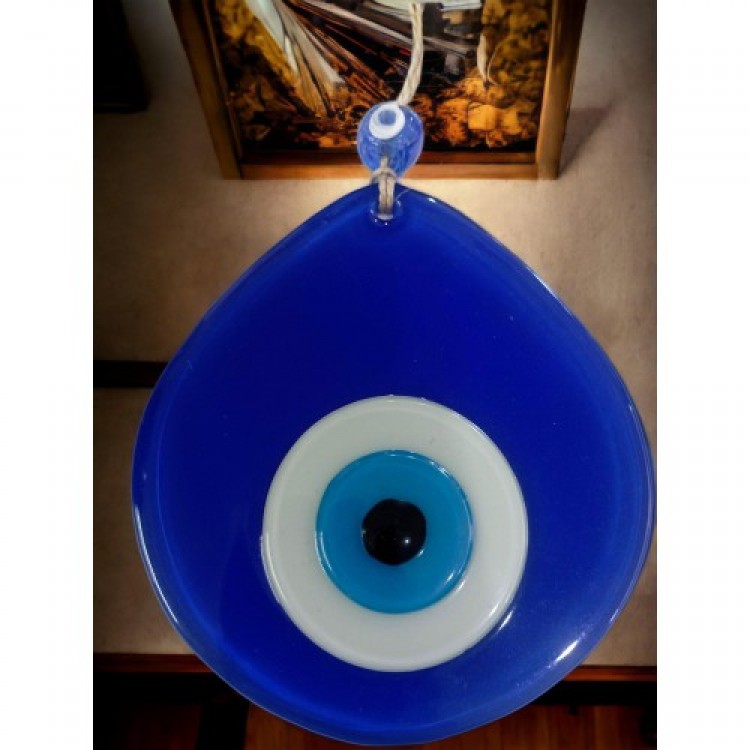 Blue Nazar Beaded Blue Color Nazar Beaded Teardrop Pattern Handmade Wall Decoration