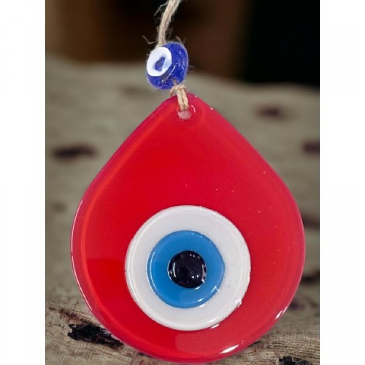 Medium Size Red Drop Pattern Nazar Beaded Wall Decoration Glass Wall Ornament