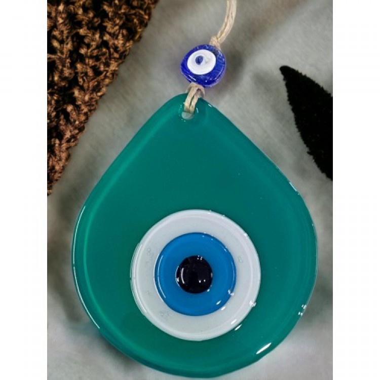 Medium Size Green Drop Pattern Nazar Beaded Wall Decoration Glass Wall Ornament