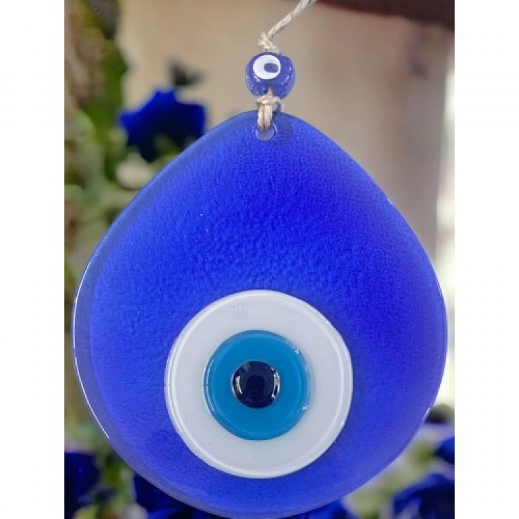 Medium-Sized Transparent Blue Drop Pattern Evil Eye Beaded Wall Decoration Glass Wall Ornament