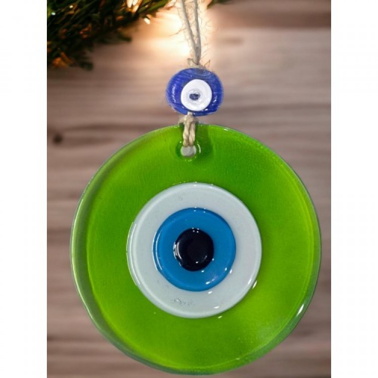 Transparent Green Nazar Bead Wall Decoration 10 cm Glass Wall Decoration