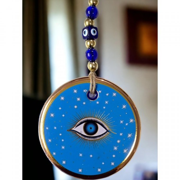 Blue Star Patterned Eye Wall Decoration Glass Wall Decoration