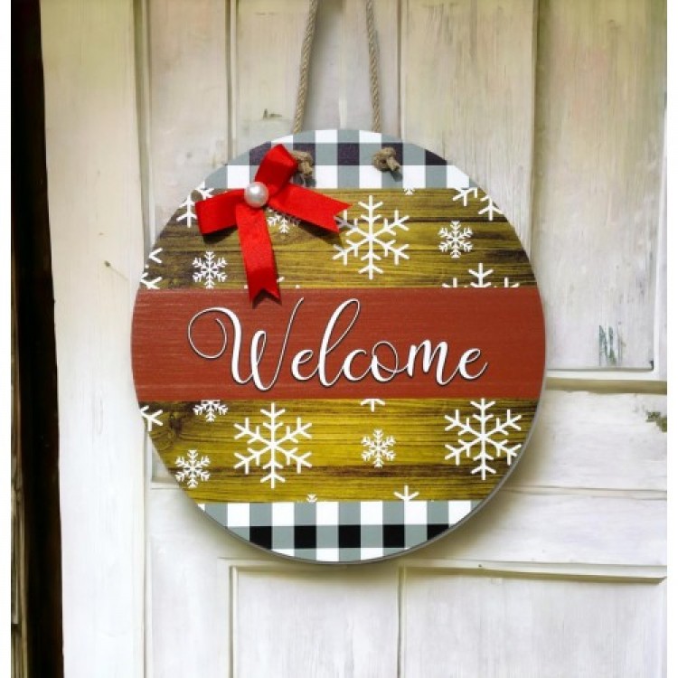 Digital Print Red Ribbon Pearl Welcome Door Decoration 30 cm Door Decoration Digital Print Red Ribbon Pearl Welcome Door Decoration 30 cm Door Decoration